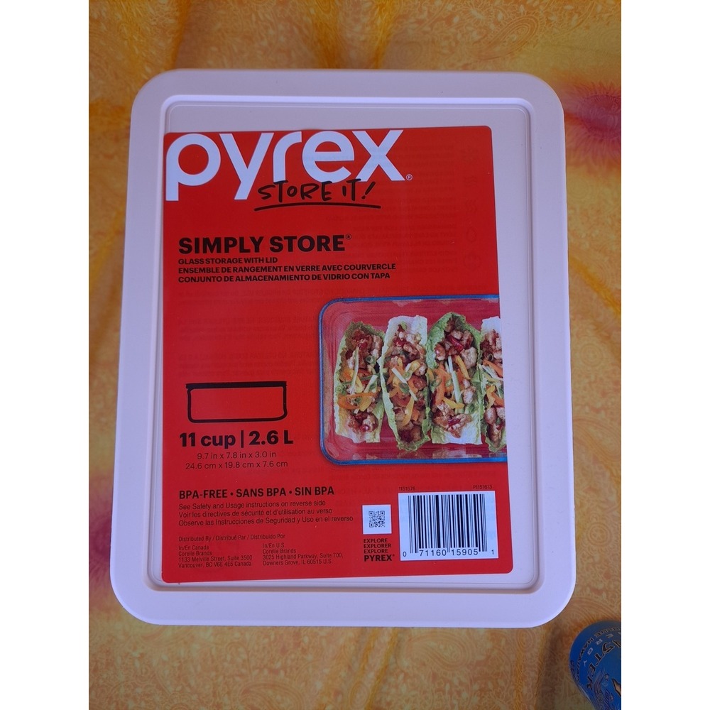 Pyrex Store It‎ 11 Cup Rectangle Glass Storage Dish With Rose Water Color Lid